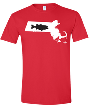 Load image into Gallery viewer, Short Sleeve T-Shirt Massachusetts Red Large Mouth Bass Vibrant Design High Quality Tight Knit Ring Spun Low Maintenance Cotton Printed With The Newest Available Color Transfer Technology