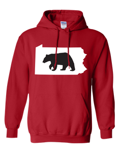 Pullover Hooded Sweatshirt Pennsylvania Red Black Bear Vibrant Design High Quality Tight Knit Ring Spun Low Maintenance Cotton Printed With The Newest Available Color Transfer Technology