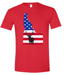 Short Sleeve T-Shirt Idaho Red Elk Vibrant Design High Quality Tight Knit Ring Spun Low Maintenance Cotton Printed With The Newest Available Color Transfer Technology