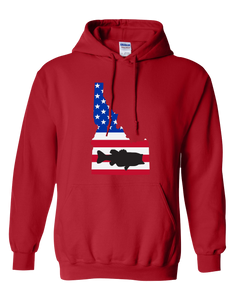 Pullover Hooded Sweatshirt Idaho Red Large Mouth Bass Vibrant Design High Quality Tight Knit Ring Spun Low Maintenance Cotton Printed With The Newest Available Color Transfer Technology