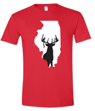 Load image into Gallery viewer, Short Sleeve T-Shirt Illinois Red Whitetail Deer Vibrant Design High Quality Tight Knit Ring Spun Low Maintenance Cotton Printed With The Newest Available Color Transfer Technology