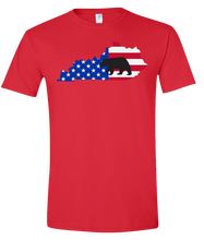 Load image into Gallery viewer, Short Sleeve T-Shirt Kentucky Red Black Bear Vibrant Design High Quality Tight Knit Ring Spun Low Maintenance Cotton Printed With The Newest Available Color Transfer Technology