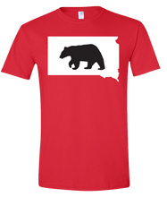Load image into Gallery viewer, Short Sleeve T-Shirt South Dakota Red Black Bear Vibrant Design High Quality Tight Knit Ring Spun Low Maintenance Cotton Printed With The Newest Available Color Transfer Technology