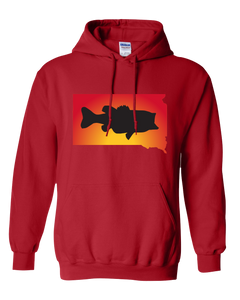 Pullover Hooded Sweatshirt South Dakota Red Large Mouth Bass Vibrant Design High Quality Tight Knit Ring Spun Low Maintenance Cotton Printed With The Newest Available Color Transfer Technology