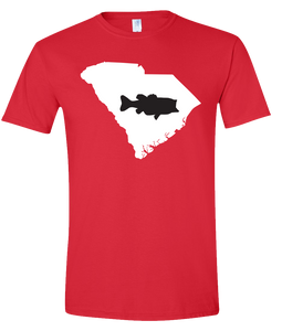 Short Sleeve T-Shirt South Carolina Red Large Mouth Bass Vibrant Design High Quality Tight Knit Ring Spun Low Maintenance Cotton Printed With The Newest Available Color Transfer Technology
