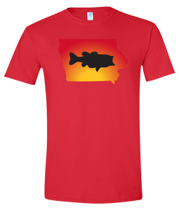 Short Sleeve T-Shirt Iowa Red Large Mouth Bass Vibrant Design High Quality Tight Knit Ring Spun Low Maintenance Cotton Printed With The Newest Available Color Transfer Technology