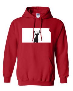 Pullover Hooded Sweatshirt Kansas Red Whitetail Deer Vibrant Design High Quality Tight Knit Ring Spun Low Maintenance Cotton Printed With The Newest Available Color Transfer Technology