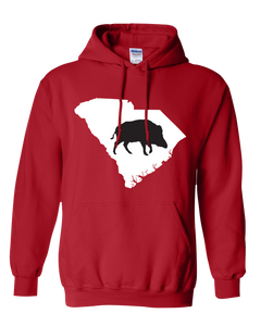 Pullover Hooded Sweatshirt South Carolina Red Wild Hog Vibrant Design High Quality Tight Knit Ring Spun Low Maintenance Cotton Printed With The Newest Available Color Transfer Technology