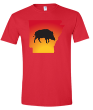 Load image into Gallery viewer, Short Sleeve T-Shirt Arkansas Red Wild Hog Vibrant Design High Quality Tight Knit Ring Spun Low Maintenance Cotton Printed With The Newest Available Color Transfer Technology