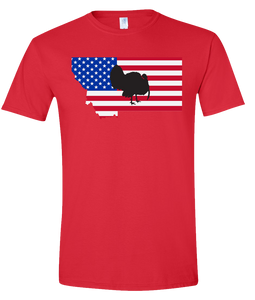 Short Sleeve T-Shirt Montana Red Turkey Vibrant Design High Quality Tight Knit Ring Spun Low Maintenance Cotton Printed With The Newest Available Color Transfer Technology