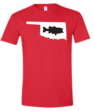 Load image into Gallery viewer, Short Sleeve T-Shirt Oklahoma Red Large Mouth Bass Vibrant Design High Quality Tight Knit Ring Spun Low Maintenance Cotton Printed With The Newest Available Color Transfer Technology
