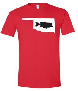 Short Sleeve T-Shirt Oklahoma Red Large Mouth Bass Vibrant Design High Quality Tight Knit Ring Spun Low Maintenance Cotton Printed With The Newest Available Color Transfer Technology