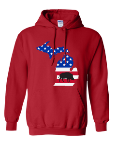 Pullover Hooded Sweatshirt Michigan Red Wild Hog Vibrant Design High Quality Tight Knit Ring Spun Low Maintenance Cotton Printed With The Newest Available Color Transfer Technology