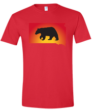 Load image into Gallery viewer, Short Sleeve T-Shirt South Dakota Red Black Bear Vibrant Design High Quality Tight Knit Ring Spun Low Maintenance Cotton Printed With The Newest Available Color Transfer Technology