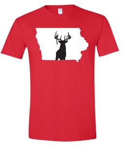 Short Sleeve T-Shirt Iowa Red Whitetail Deer Vibrant Design High Quality Tight Knit Ring Spun Low Maintenance Cotton Printed With The Newest Available Color Transfer Technology
