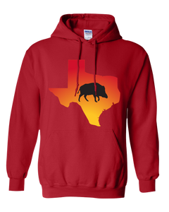 Pullover Hooded Sweatshirt Texas Red Wild Hog Vibrant Design High Quality Tight Knit Ring Spun Low Maintenance Cotton Printed With The Newest Available Color Transfer Technology