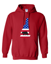 Load image into Gallery viewer, Pullover Hooded Sweatshirt New Hampshire Red Black Bear Vibrant Design High Quality Tight Knit Ring Spun Low Maintenance Cotton Printed With The Newest Available Color Transfer Technology