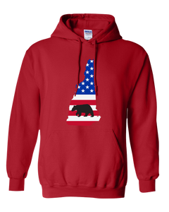 Pullover Hooded Sweatshirt New Hampshire Red Black Bear Vibrant Design High Quality Tight Knit Ring Spun Low Maintenance Cotton Printed With The Newest Available Color Transfer Technology