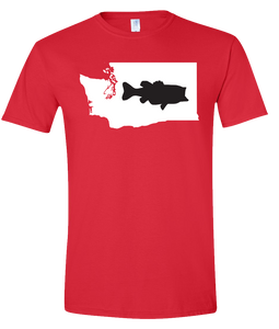 Short Sleeve T-Shirt Washington Red Large Mouth Bass Vibrant Design High Quality Tight Knit Ring Spun Low Maintenance Cotton Printed With The Newest Available Color Transfer Technology