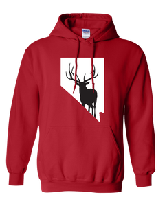 Pullover Hooded Sweatshirt Nevada Red Elk Vibrant Design High Quality Tight Knit Ring Spun Low Maintenance Cotton Printed With The Newest Available Color Transfer Technology