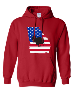 Pullover Hooded Sweatshirt Georgia Red Turkey Vibrant Design High Quality Tight Knit Ring Spun Low Maintenance Cotton Printed With The Newest Available Color Transfer Technology