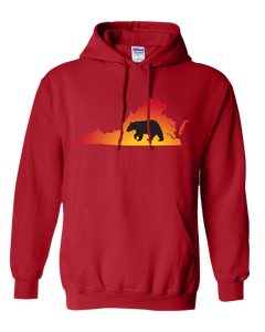 Pullover Hooded Sweatshirt Virginia Red Black Bear Vibrant Design High Quality Tight Knit Ring Spun Low Maintenance Cotton Printed With The Newest Available Color Transfer Technology