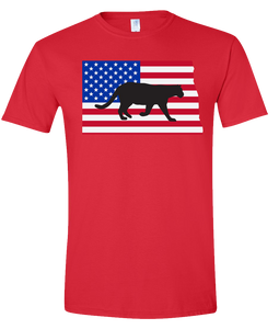 Short Sleeve T-Shirt North Dakota Red Mountain Lion Vibrant Design High Quality Tight Knit Ring Spun Low Maintenance Cotton Printed With The Newest Available Color Transfer Technology