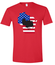 Load image into Gallery viewer, Short Sleeve T-Shirt Wisconsin Red Turkey Vibrant Design High Quality Tight Knit Ring Spun Low Maintenance Cotton Printed With The Newest Available Color Transfer Technology