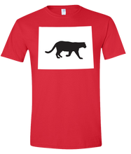Load image into Gallery viewer, Short Sleeve T-Shirt Wyoming Red Mountain Lion Vibrant Design High Quality Tight Knit Ring Spun Low Maintenance Cotton Printed With The Newest Available Color Transfer Technology