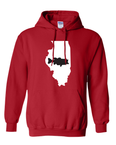 Pullover Hooded Sweatshirt Illinois Red Large Mouth Bass Vibrant Design High Quality Tight Knit Ring Spun Low Maintenance Cotton Printed With The Newest Available Color Transfer Technology