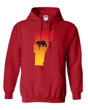 Load image into Gallery viewer, Pullover Hooded Sweatshirt Vermont Red Black Bear Vibrant Design High Quality Tight Knit Ring Spun Low Maintenance Cotton Printed With The Newest Available Color Transfer Technology
