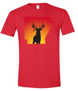Short Sleeve T-Shirt Arkansas Red Whitetail Deer Vibrant Design High Quality Tight Knit Ring Spun Low Maintenance Cotton Printed With The Newest Available Color Transfer Technology