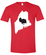 Load image into Gallery viewer, Short Sleeve T-Shirt Maine Red Turkey Vibrant Design High Quality Tight Knit Ring Spun Low Maintenance Cotton Printed With The Newest Available Color Transfer Technology