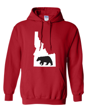 Load image into Gallery viewer, Pullover Hooded Sweatshirt Idaho Red Black Bear Vibrant Design High Quality Tight Knit Ring Spun Low Maintenance Cotton Printed With The Newest Available Color Transfer Technology