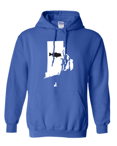 Pullover Hooded Sweatshirt Rhode Island Royal Large Mouth Bass Vibrant Design High Quality Tight Knit Ring Spun Low Maintenance Cotton Printed With The Newest Available Color Transfer Technology