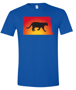 Short Sleeve T-Shirt North Dakota Royal Mountain Lion Vibrant Design High Quality Tight Knit Ring Spun Low Maintenance Cotton Printed With The Newest Available Color Transfer Technology