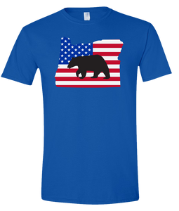 Short Sleeve T-Shirt Oregon Royal Black Bear Vibrant Design High Quality Tight Knit Ring Spun Low Maintenance Cotton Printed With The Newest Available Color Transfer Technology