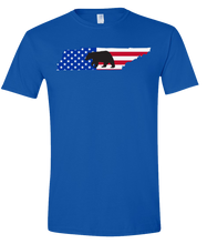 Load image into Gallery viewer, Short Sleeve T-Shirt Tennessee Royal Black Bear Vibrant Design High Quality Tight Knit Ring Spun Low Maintenance Cotton Printed With The Newest Available Color Transfer Technology