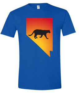 Short Sleeve T-Shirt Nevada Royal Mountain Lion Vibrant Design High Quality Tight Knit Ring Spun Low Maintenance Cotton Printed With The Newest Available Color Transfer Technology
