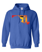Load image into Gallery viewer, Pullover Hooded Sweatshirt Maryland Royal Large Mouth Bass Vibrant Design High Quality Tight Knit Ring Spun Low Maintenance Cotton Printed With The Newest Available Color Transfer Technology