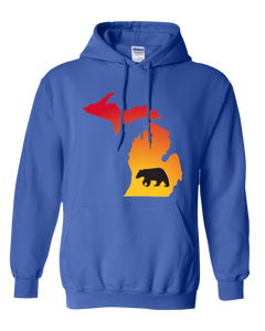 Pullover Hooded Sweatshirt Michigan Royal Black Bear Vibrant Design High Quality Tight Knit Ring Spun Low Maintenance Cotton Printed With The Newest Available Color Transfer Technology