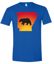 Load image into Gallery viewer, Short Sleeve T-Shirt Arkansas Royal Black Bear Vibrant Design High Quality Tight Knit Ring Spun Low Maintenance Cotton Printed With The Newest Available Color Transfer Technology