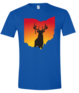 Short Sleeve T-Shirt Ohio Royal Whitetail Deer Vibrant Design High Quality Tight Knit Ring Spun Low Maintenance Cotton Printed With The Newest Available Color Transfer Technology