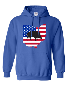 Pullover Hooded Sweatshirt Ohio Royal Wild Hog Vibrant Design High Quality Tight Knit Ring Spun Low Maintenance Cotton Printed With The Newest Available Color Transfer Technology