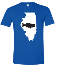 Load image into Gallery viewer, Short Sleeve T-Shirt Illinois Royal Large Mouth Bass Vibrant Design High Quality Tight Knit Ring Spun Low Maintenance Cotton Printed With The Newest Available Color Transfer Technology
