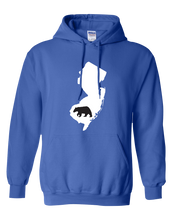 Load image into Gallery viewer, Pullover Hooded Sweatshirt New Jersey Royal Black Bear Vibrant Design High Quality Tight Knit Ring Spun Low Maintenance Cotton Printed With The Newest Available Color Transfer Technology
