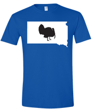 Load image into Gallery viewer, Short Sleeve T-Shirt South Dakota Royal Turkey Vibrant Design High Quality Tight Knit Ring Spun Low Maintenance Cotton Printed With The Newest Available Color Transfer Technology