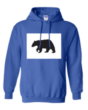Load image into Gallery viewer, Pullover Hooded Sweatshirt Colorado Royal Black Bear Vibrant Design High Quality Tight Knit Ring Spun Low Maintenance Cotton Printed With The Newest Available Color Transfer Technology