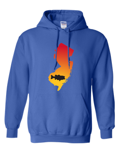 Pullover Hooded Sweatshirt New Jersey Royal Large Mouth Bass Vibrant Design High Quality Tight Knit Ring Spun Low Maintenance Cotton Printed With The Newest Available Color Transfer Technology
