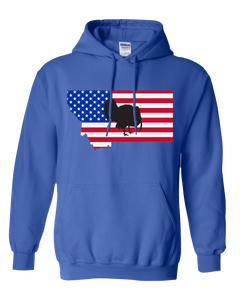 Pullover Hooded Sweatshirt Montana Royal Turkey Vibrant Design High Quality Tight Knit Ring Spun Low Maintenance Cotton Printed With The Newest Available Color Transfer Technology